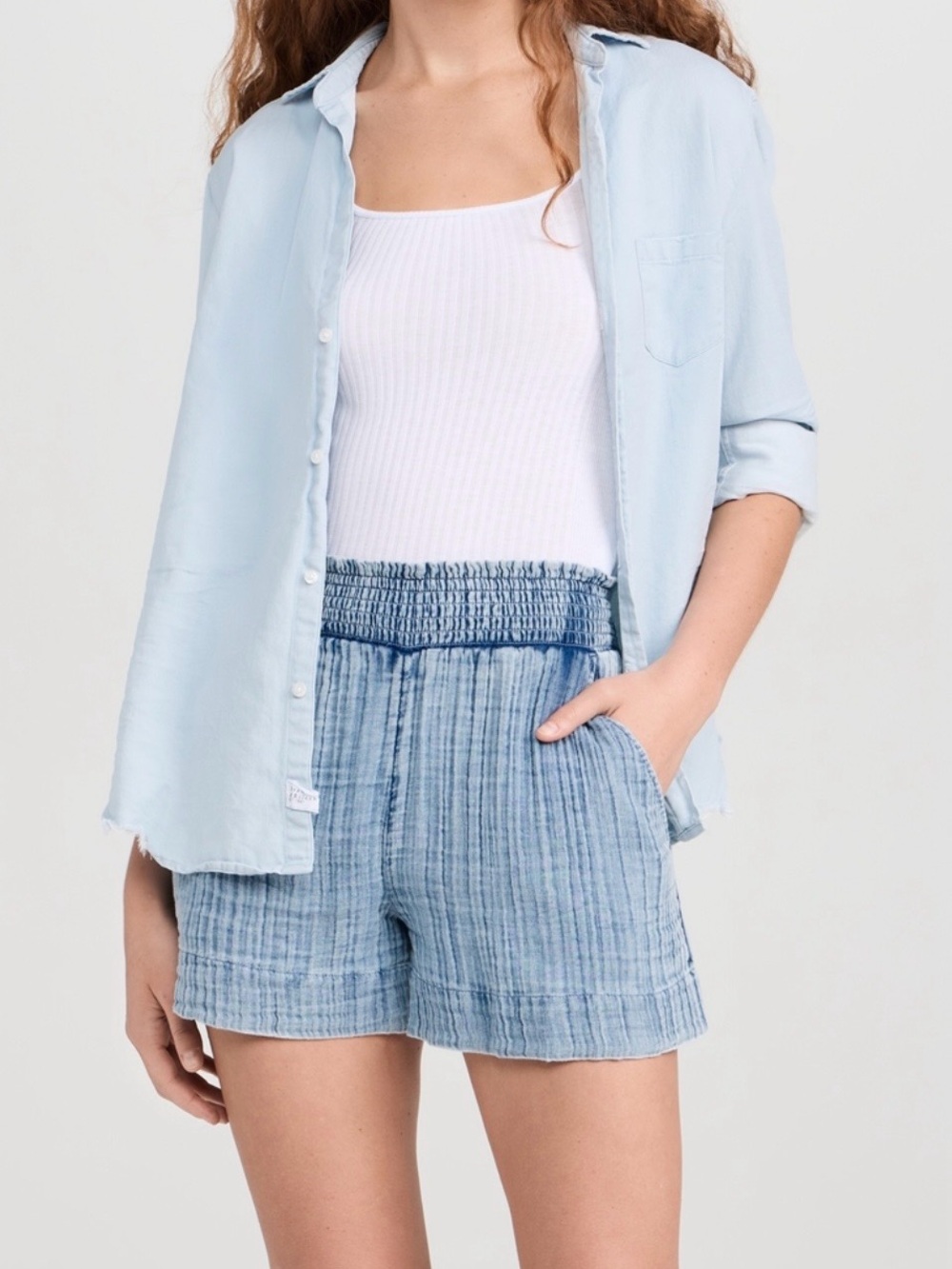 Faherty Dream Cotton Gauze Shorts Light Indigo Wash NWT XS - Picture 5 of 5